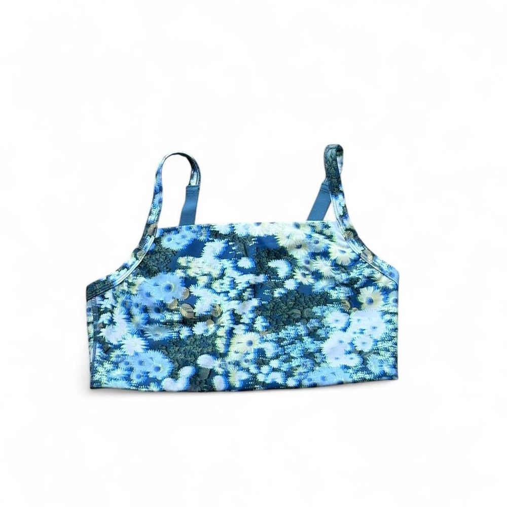 Offline by Aerie Blue Floral Crop Sports Bra - Women Intimates & Sleepwear